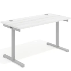 Mesa de Escritorio pata en T, fondo 80cm, estructura blanca, sobre ergonómico