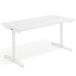 Mesa de Escritorio pata en T, fondo 80cm, estructura blanca, sobre ergonómico