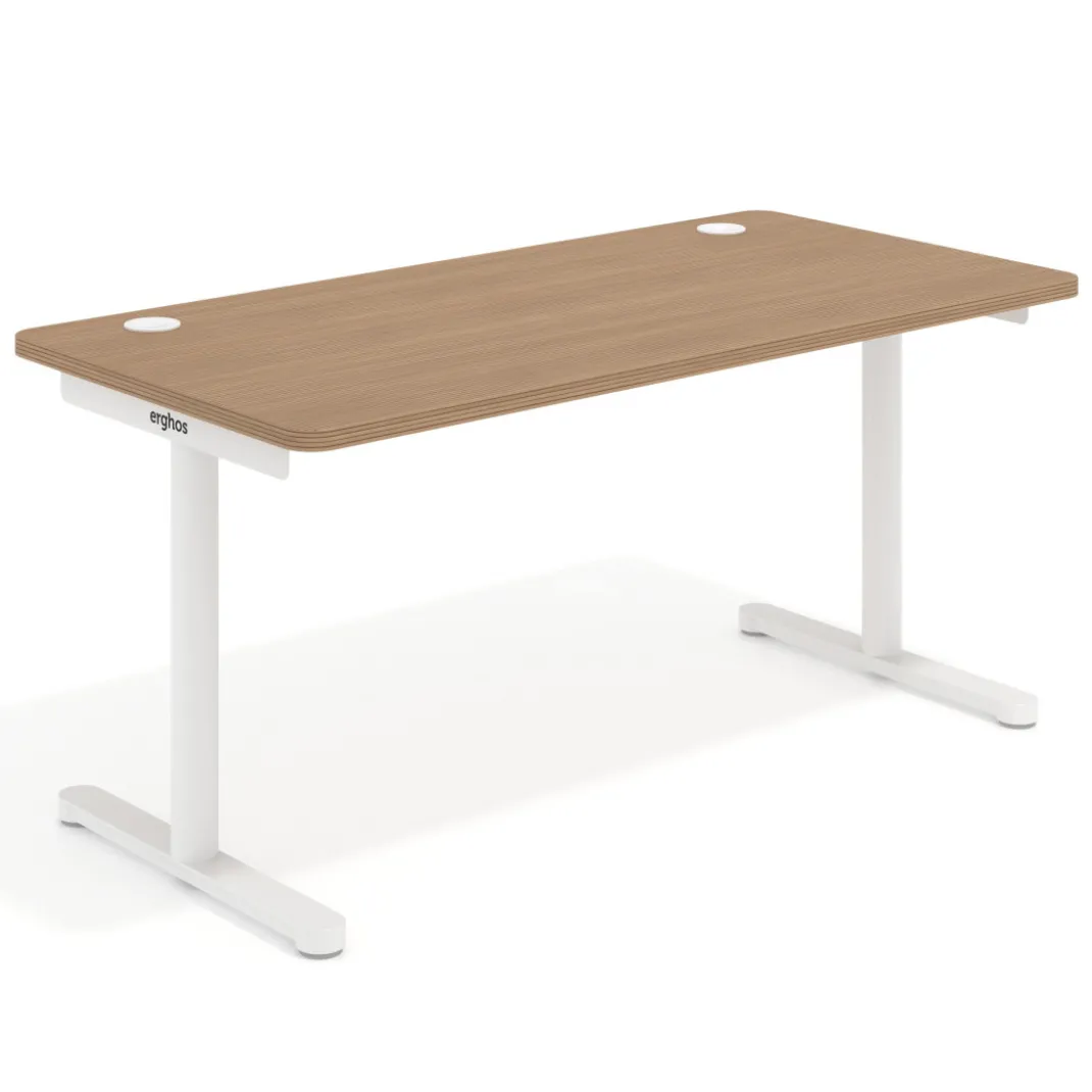 Mesa de Escritorio pata en T, fondo 80cm, estructura blanca, sobre ergonómico
