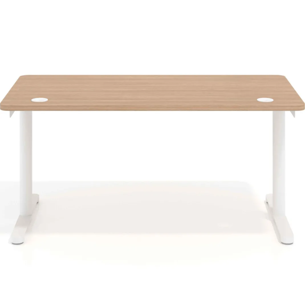 Mesa de Escritorio pata en T, fondo 80cm, estructura blanca, sobre ergonómico
