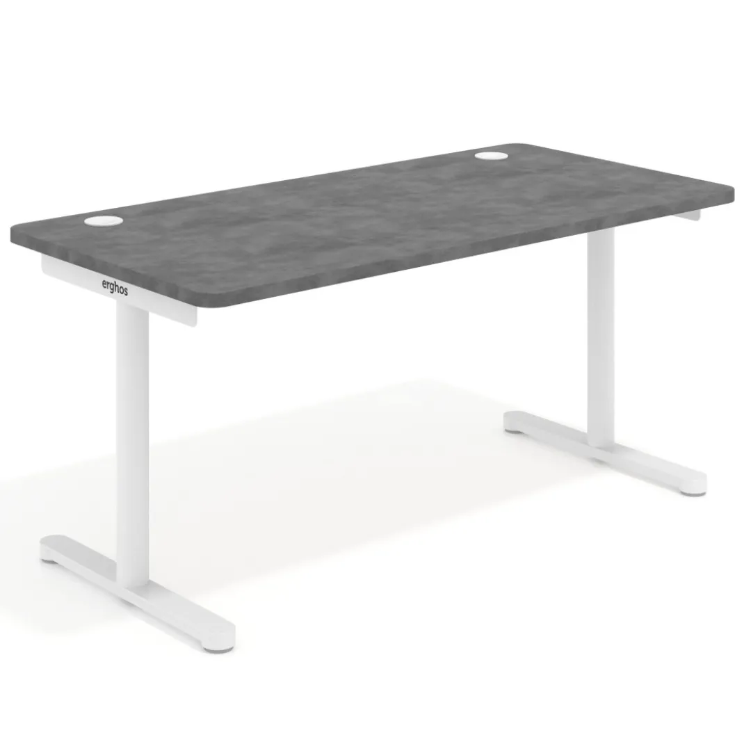 Mesa de Escritorio pata en T, fondo 80cm, estructura blanca, sobre ergonómico