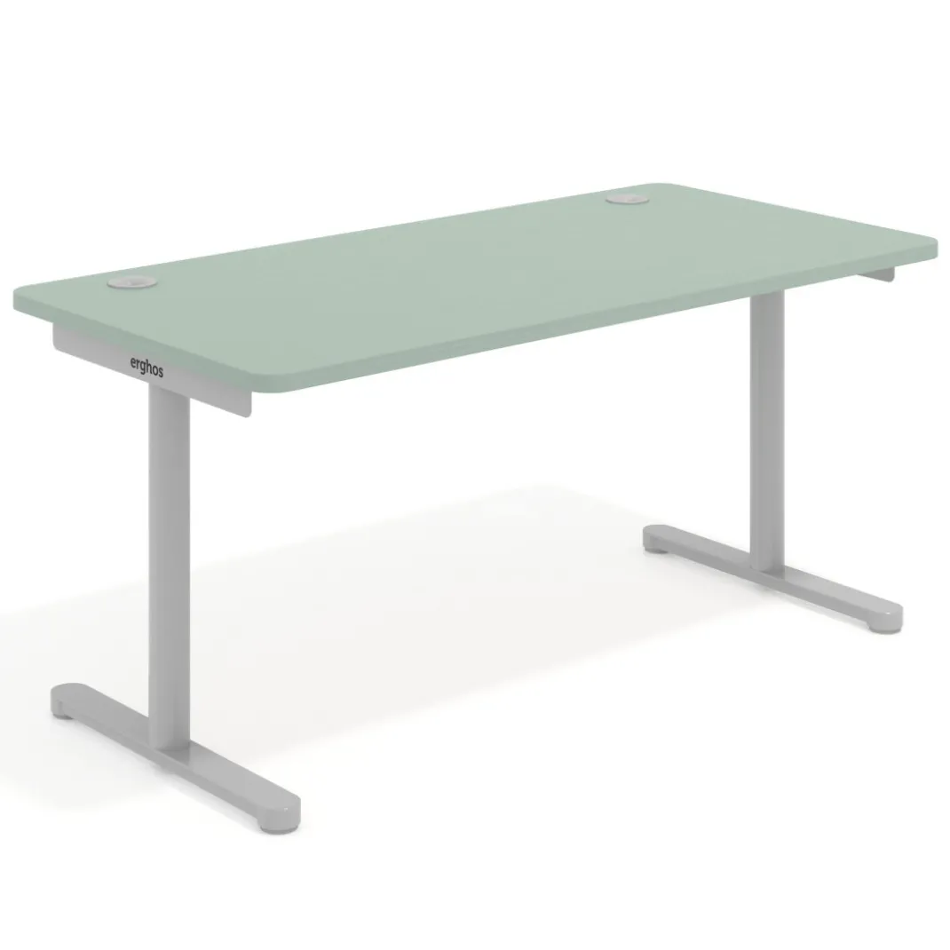 Mesa de Escritorio pata en T, fondo 80cm, estructura aluminio, sobre ergonómico