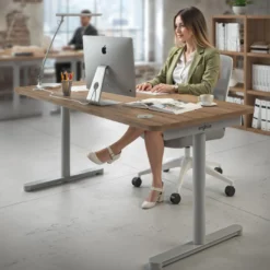 Mesa de Escritorio pata en T, fondo 80cm, estructura aluminio, sobre ergonómico