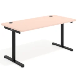 Mesa de Escritorio pata en T, fondo 80cm, estructura negra, sobre ergonómico