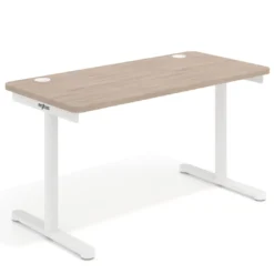 Mesa de Escritorio pata en T, fondo 68cm, estructura blanca, sobre ergonómico