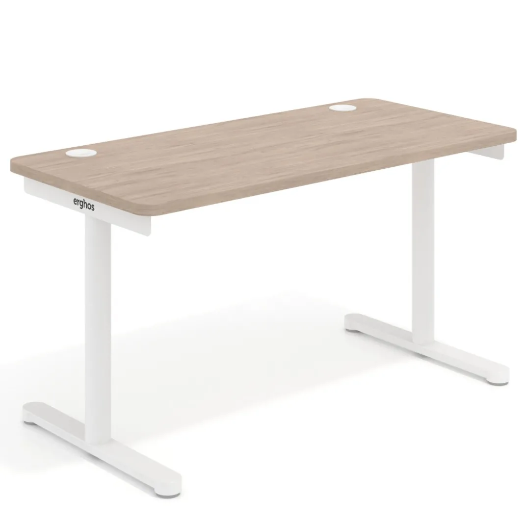 Mesa de Escritorio pata en T, fondo 68cm, estructura blanca, sobre ergonómico
