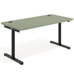 Mesa de Escritorio pata en T, fondo 80cm, estructura negra, sobre ergonómico