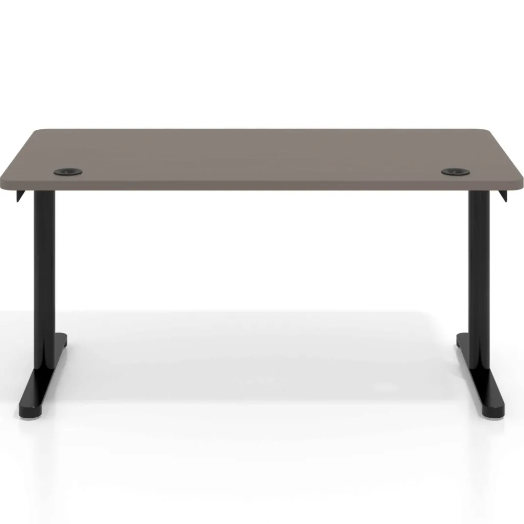 Mesa de Escritorio pata en T, fondo 68cm, estructura blanca, sobre ergonómico