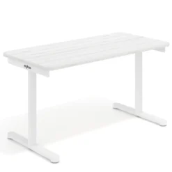 Mesa de Escritorio pata en T, fondo 68cm, estructura blanca, sobre ergonómico
