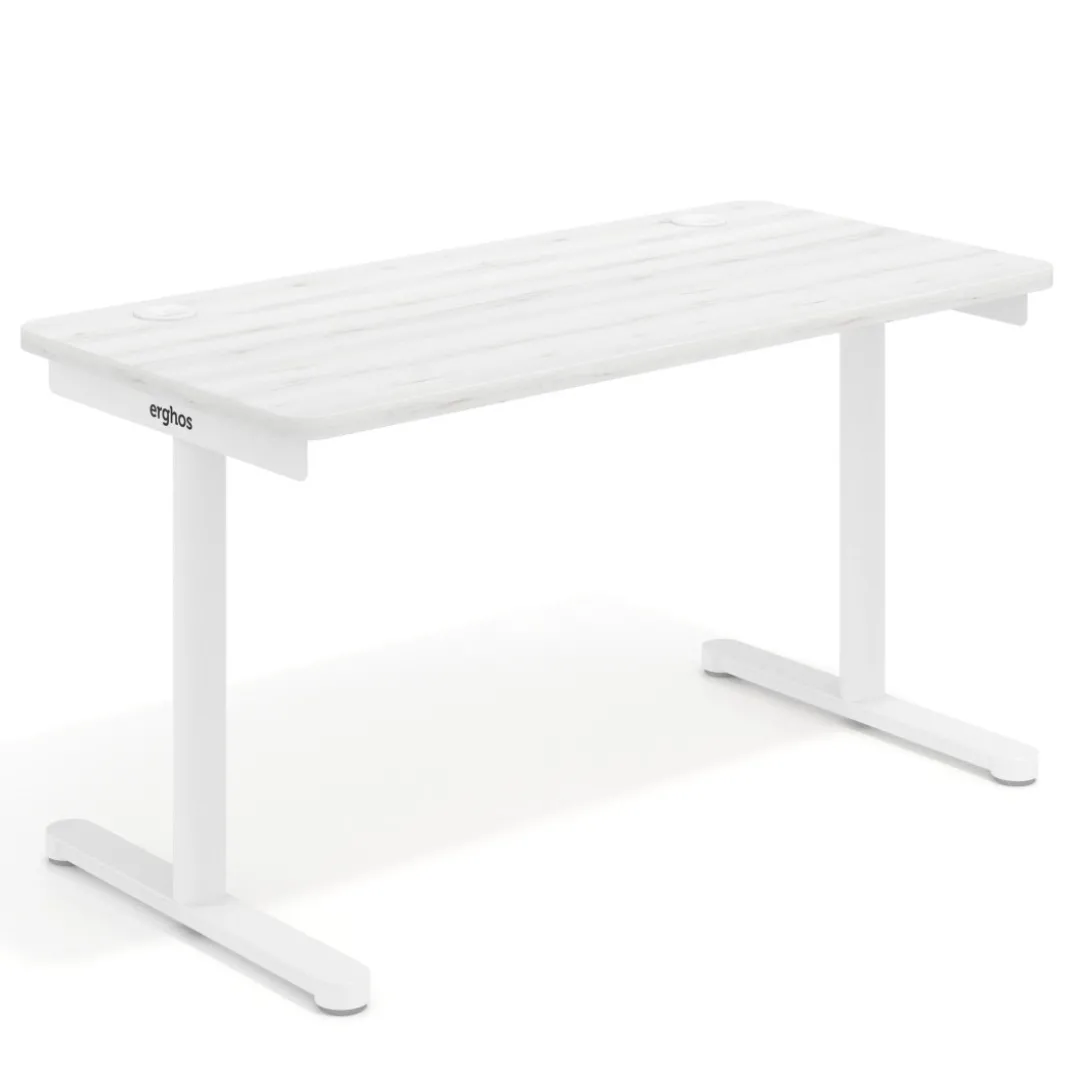 Mesa de Escritorio pata en T, fondo 68cm, estructura blanca, sobre ergonómico