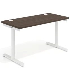 Mesa de Escritorio pata en T, fondo 68cm, estructura blanca, sobre ergonómico