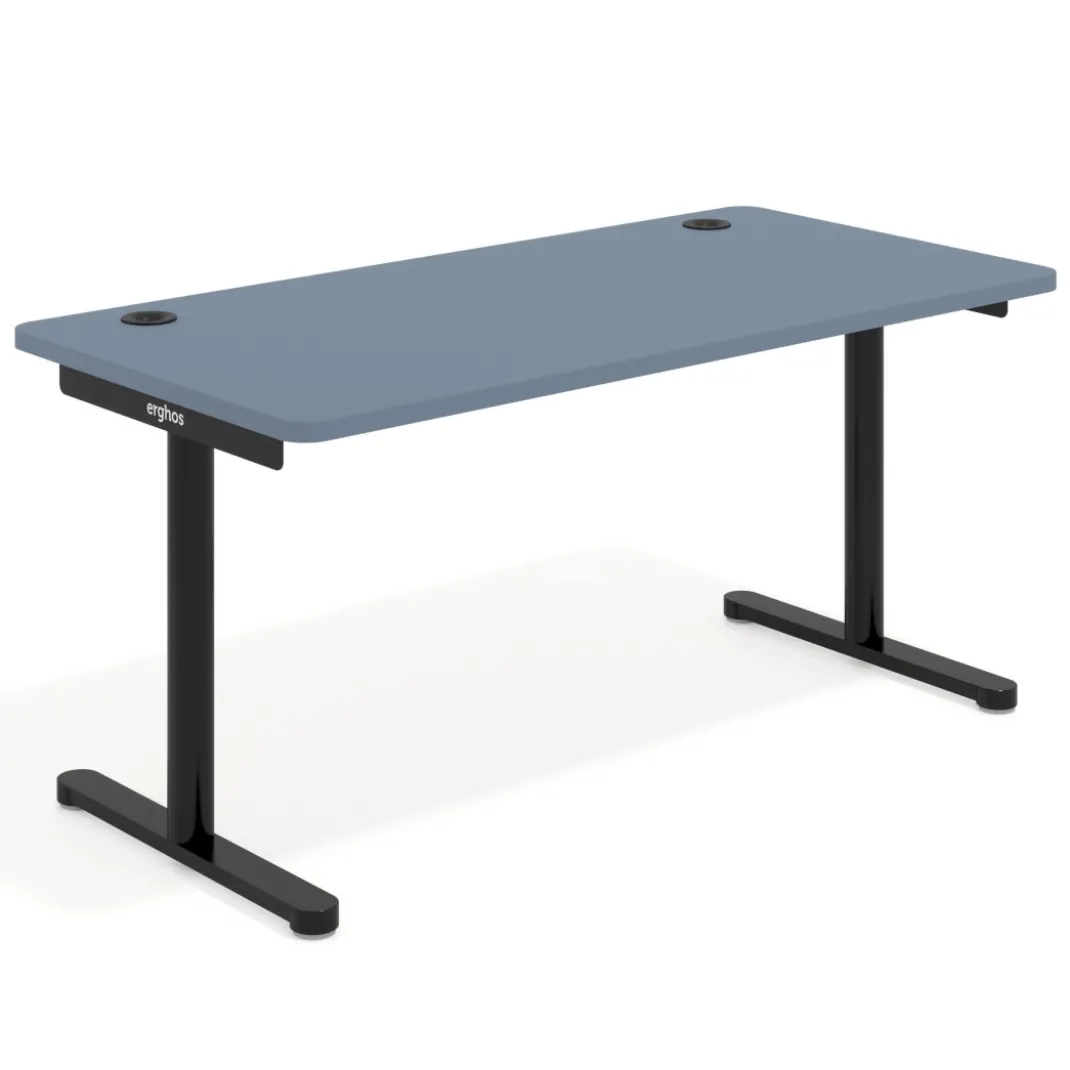Mesa de Escritorio pata en T, fondo 80cm, estructura negra, sobre ergonómico