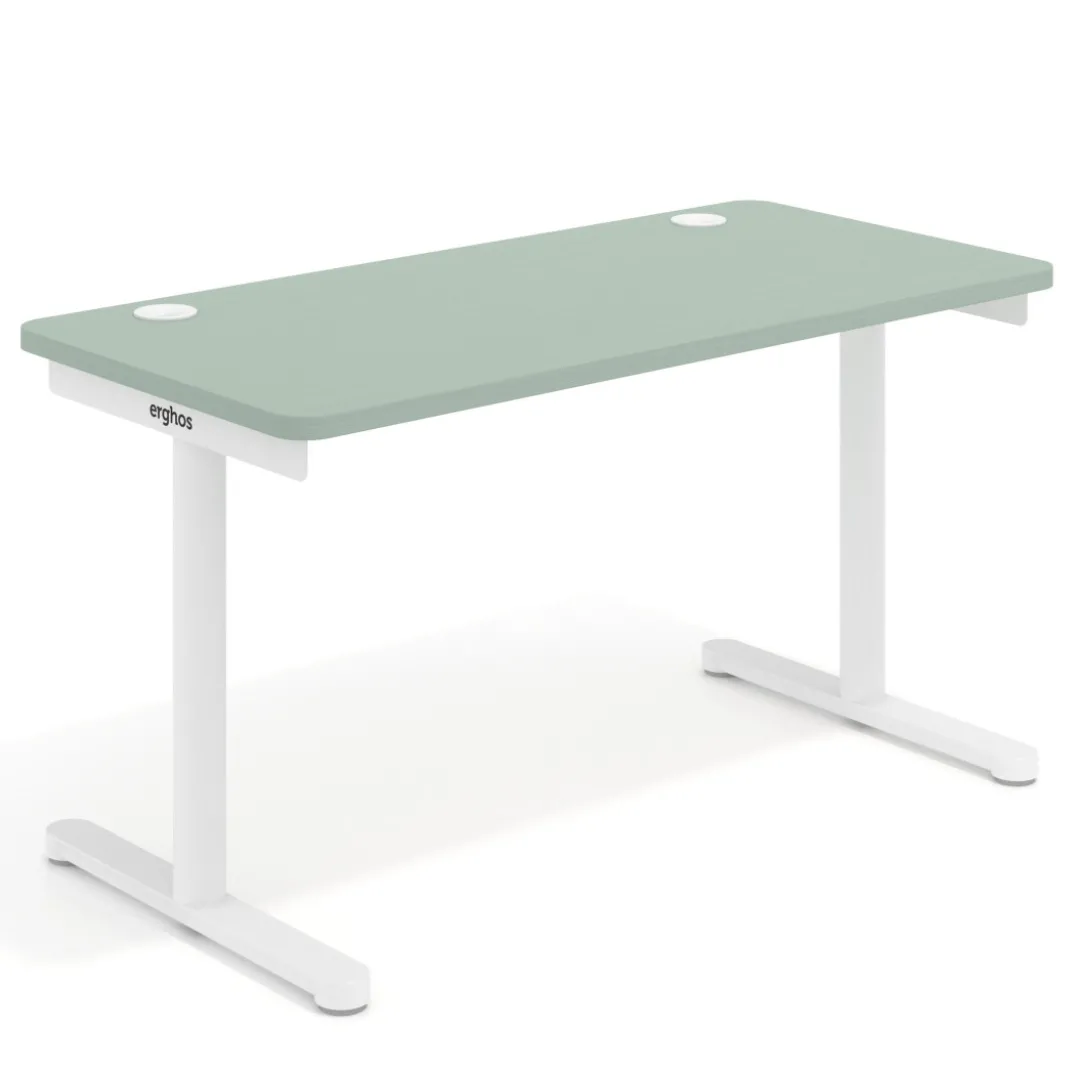 Mesa de Escritorio pata en T, fondo 68cm, estructura blanca, sobre ergonómico