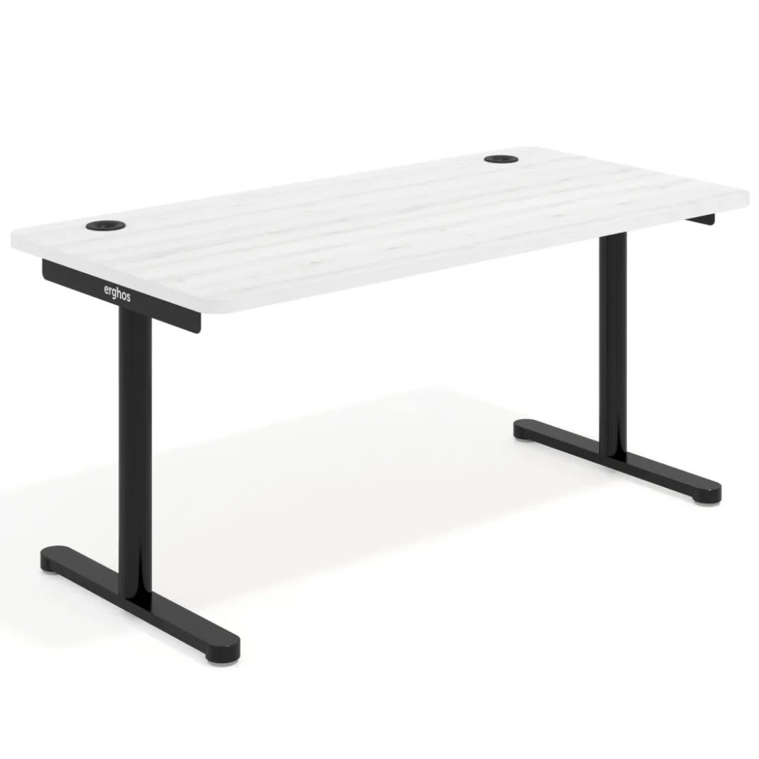 Mesa de Escritorio pata en T, fondo 80cm, estructura negra, sobre ergonómico