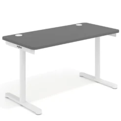 Mesa de Escritorio pata en T, fondo 68cm, estructura blanca, sobre ergonómico