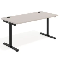 Mesa de Escritorio pata en T, fondo 80cm, estructura negra, sobre ergonómico