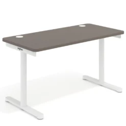 Mesa de Escritorio pata en T, fondo 68cm, estructura blanca, sobre ergonómico