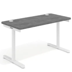 Mesa de Escritorio pata en T, fondo 68cm, estructura blanca, sobre ergonómico