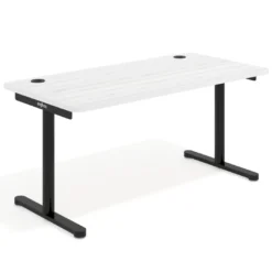 Mesa de Escritorio pata en T, fondo 80cm, estructura negra, sobre ergonómico