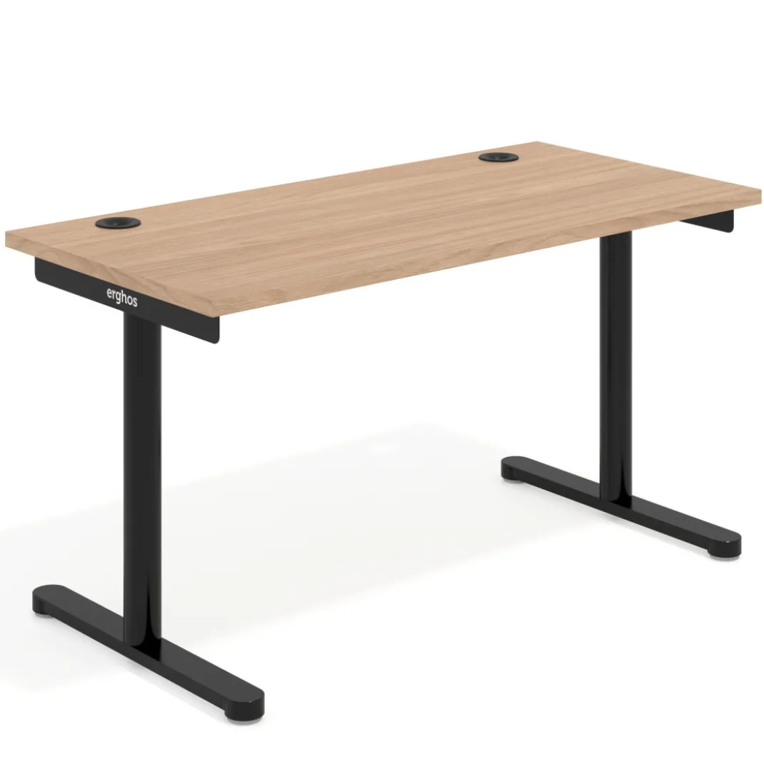 Mesa de Escritorio pata en T, fondo 68cm, estructura negra, sobre recto