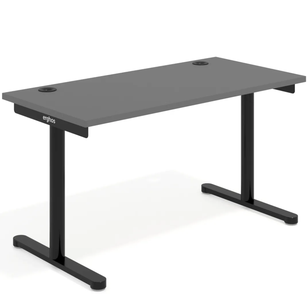 Mesa de Escritorio pata en T, fondo 68cm, estructura negra, sobre recto