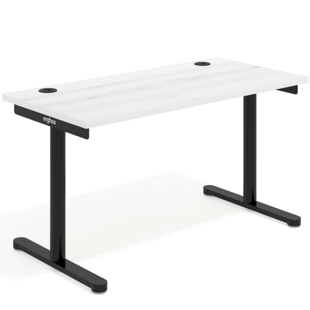 Mesa de Escritorio pata en T, fondo 68cm, estructura negra, sobre recto