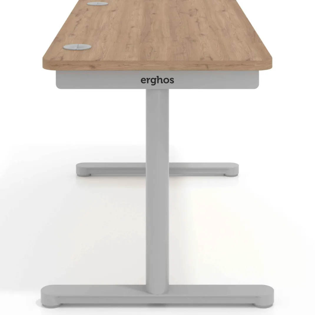 Mesa de Escritorio pata en T, fondo 68cm, estructura aluminio, sobre ergonómico
