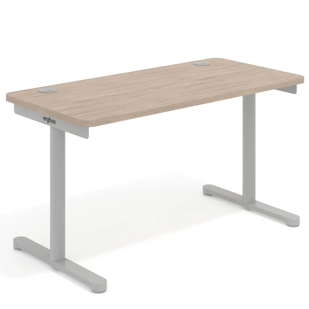 Mesa de Escritorio pata en T, fondo 68cm, estructura aluminio, sobre ergonómico