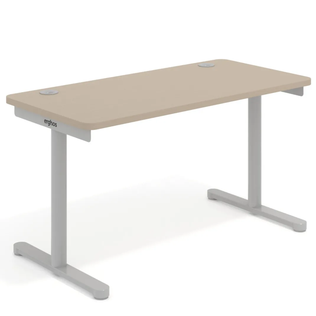 Mesa de Escritorio pata en T, fondo 68cm, estructura aluminio, sobre ergonómico