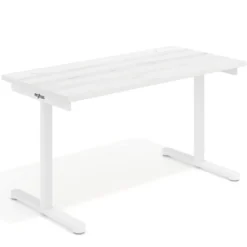 Mesa de Escritorio pata en T, fondo 68cm, estructura blanca, sobre recto