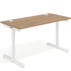 Mesa de Escritorio pata en T, fondo 68cm, estructura blanca, sobre recto