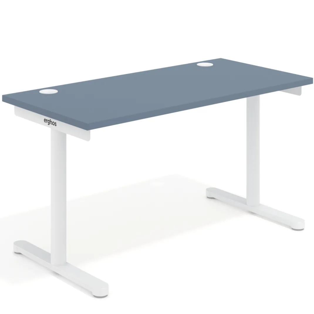 Mesa de Escritorio pata en T, fondo 68cm, estructura blanca, sobre recto