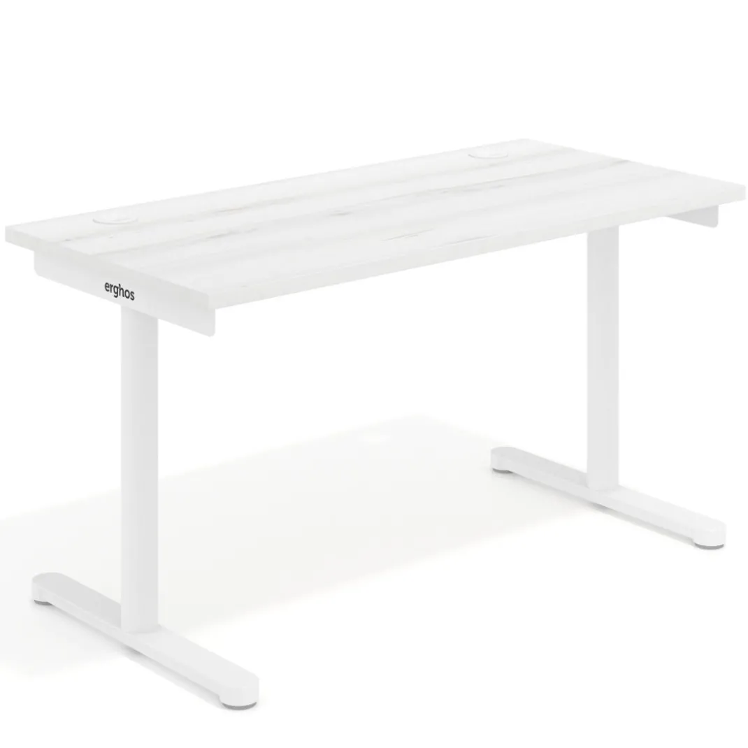 Mesa de Escritorio pata en T, fondo 68cm, estructura blanca, sobre recto