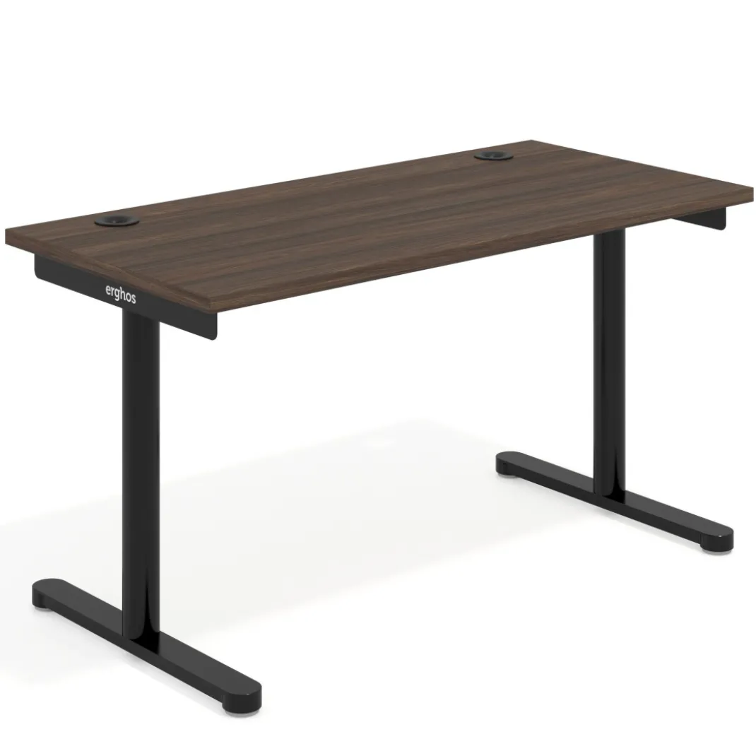Mesa de Escritorio pata en T, fondo 68cm, estructura negra, sobre recto