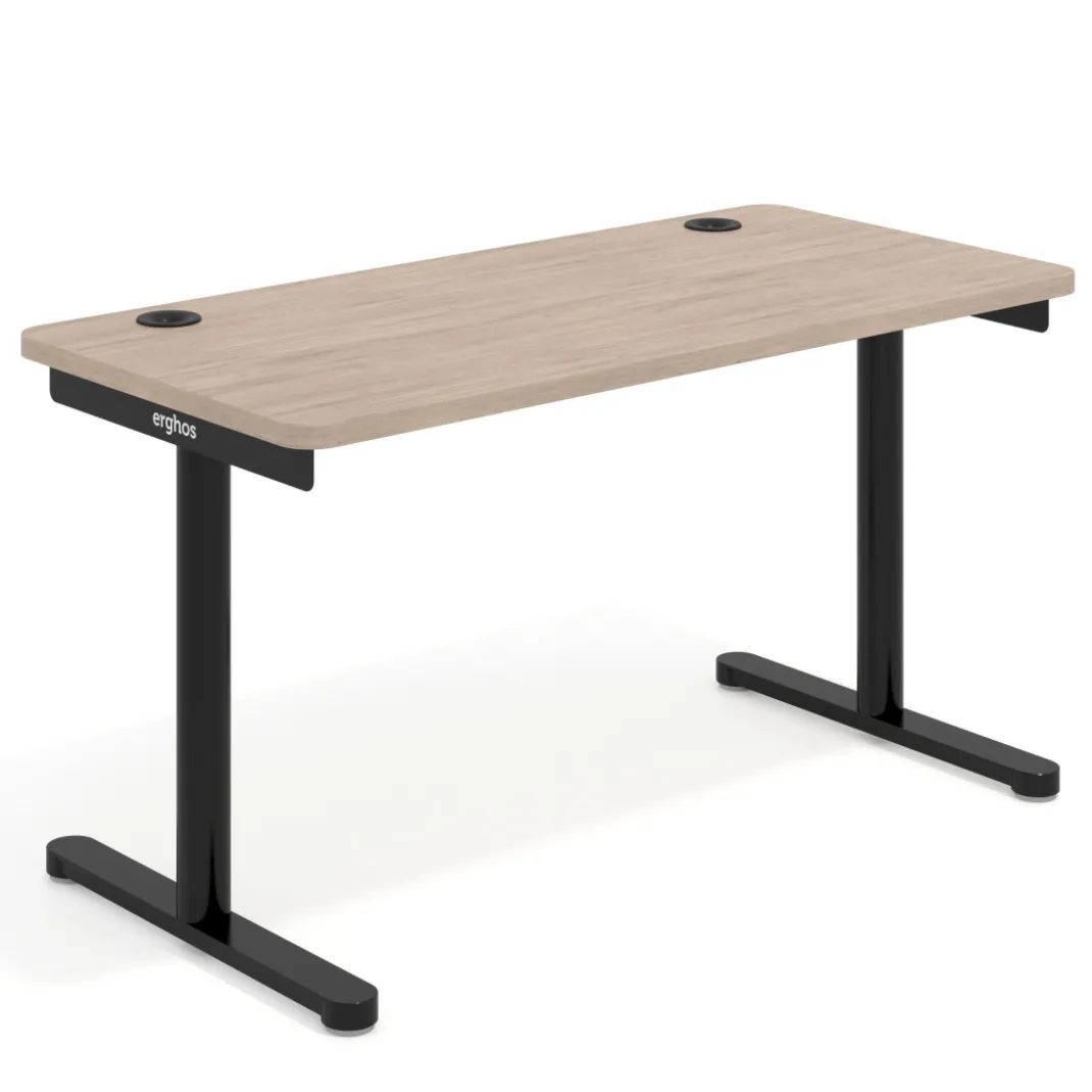 Mesa de Escritorio pata en T, fondo 68cm, estructura negra, sobre ergonómico