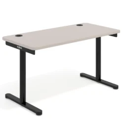 Mesa de Escritorio pata en T, fondo 68cm, estructura negra, sobre ergonómico