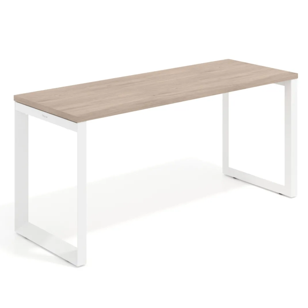 Mesa de escritorio pequeña Delta, fondo 60cm, estructura blanca