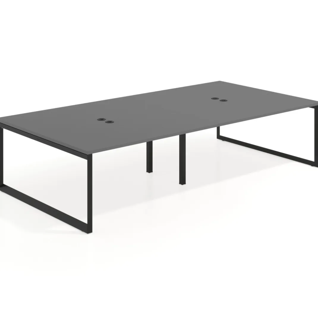 Mesa de juntas rectangular doble fondo 166 cm, estructura negra