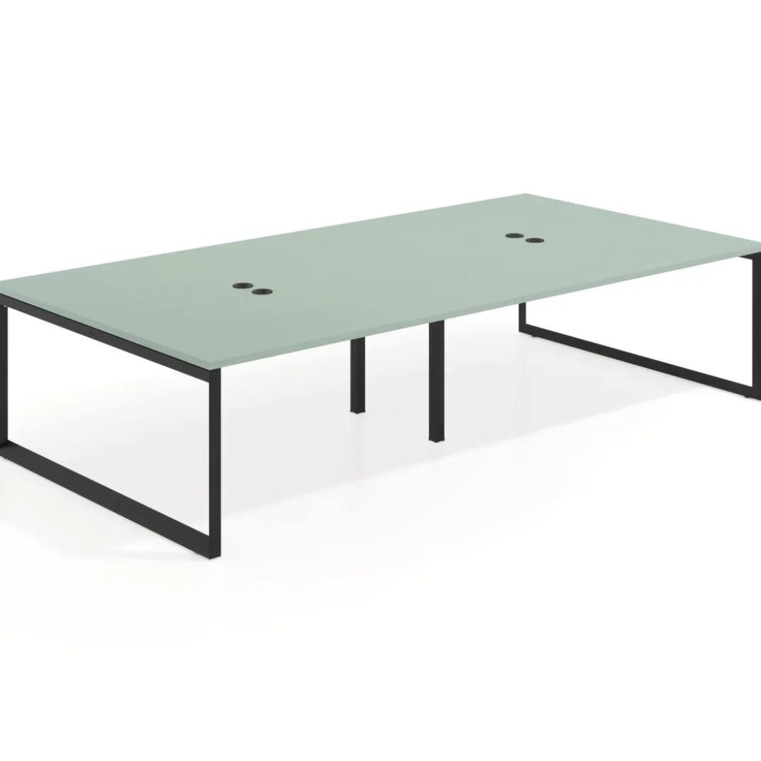 Mesa de juntas rectangular doble fondo 166 cm, estructura negra