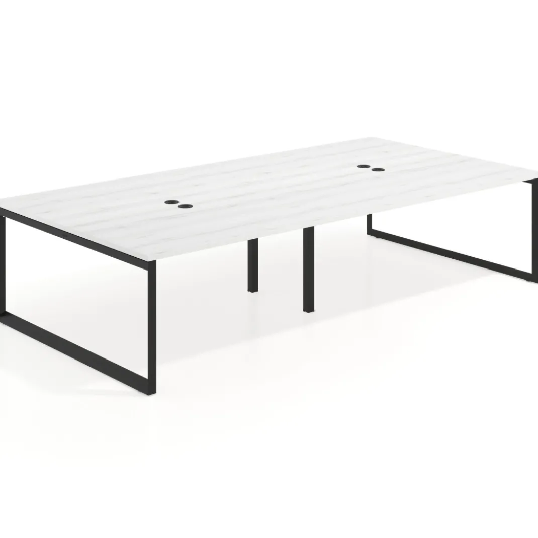 Mesa de juntas rectangular doble fondo 166 cm, estructura negra