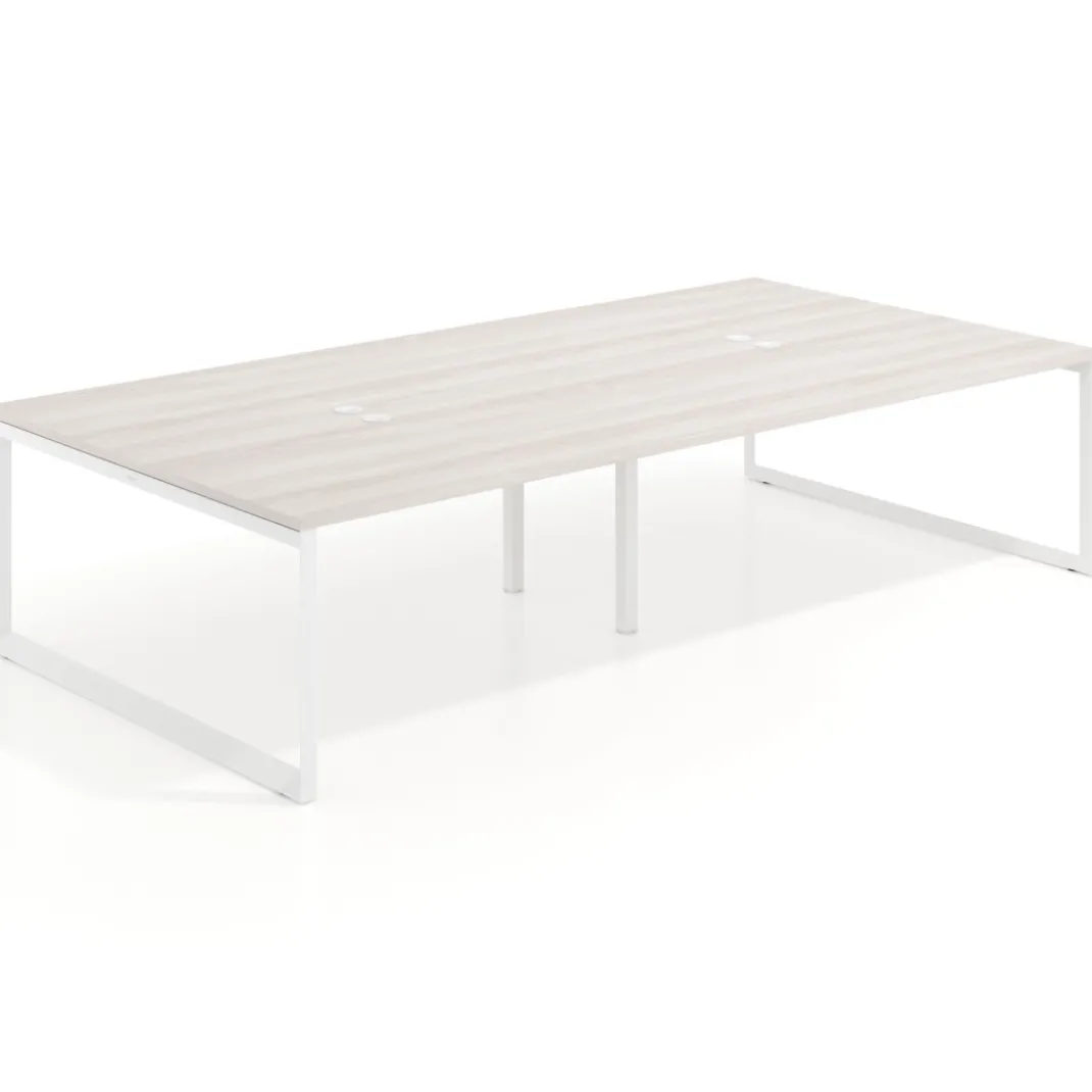 Mesa de juntas rectangular doble fondo 166 cm, estructura blanca