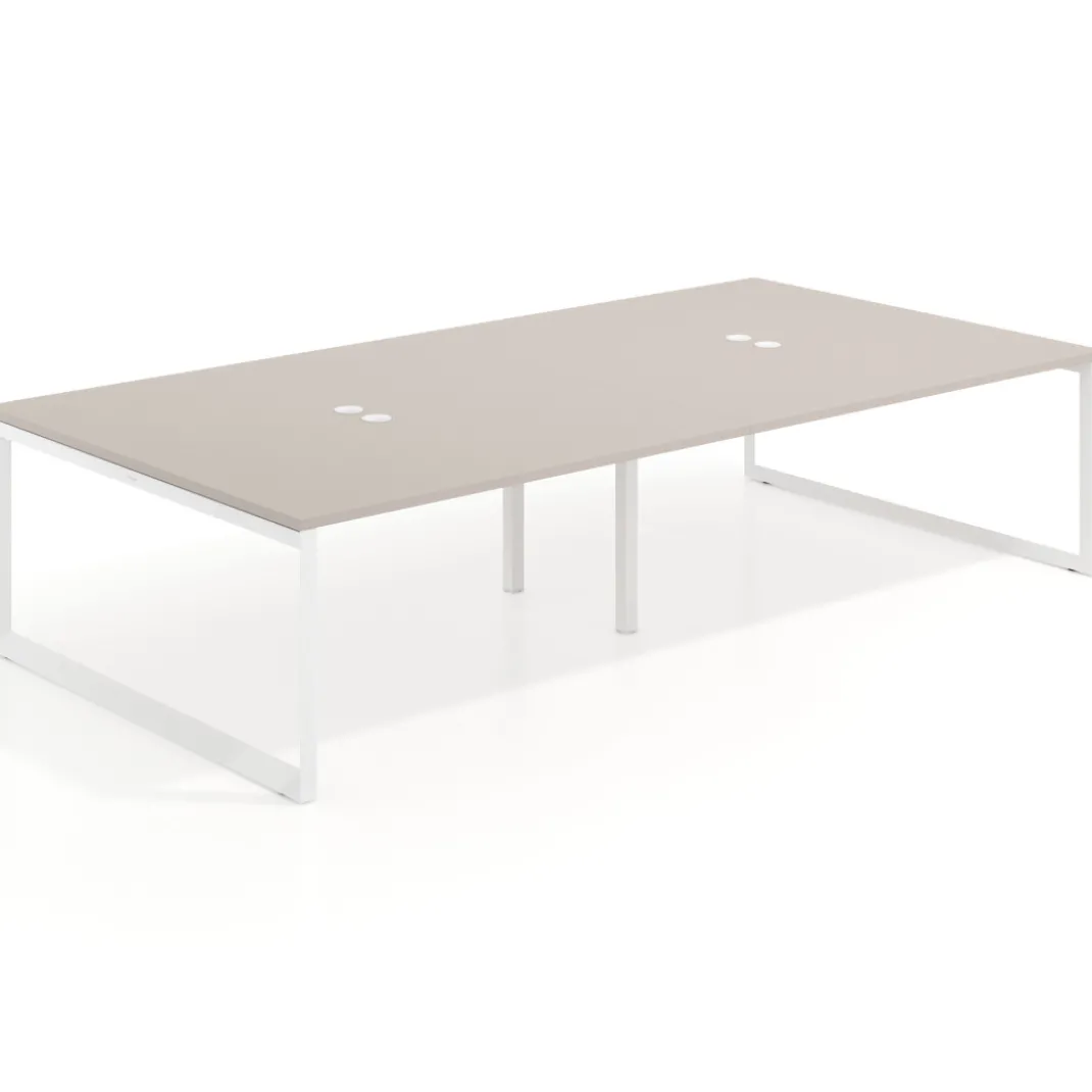 Mesa de juntas rectangular doble fondo 166 cm, estructura blanca