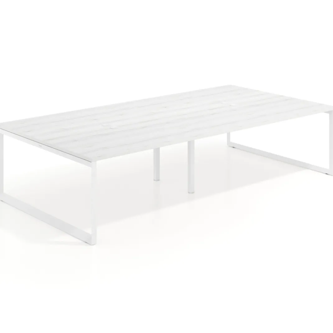 Mesa de juntas rectangular doble fondo 166 cm, estructura blanca