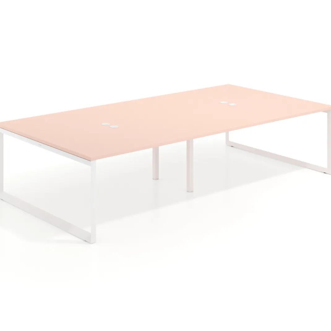 Mesa de juntas rectangular doble fondo 166 cm, estructura blanca