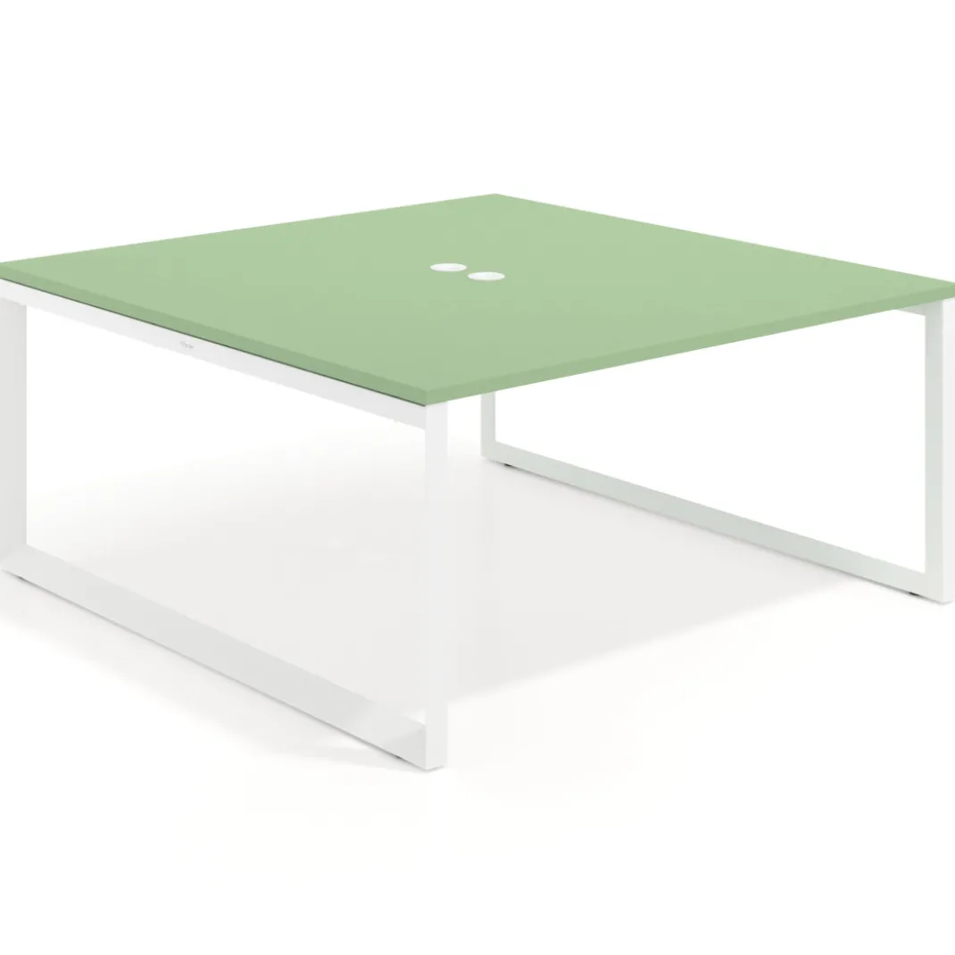 Mesa de juntas rectangular fondo 166 cm, estructura blanca