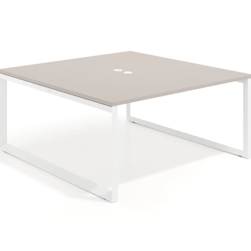 Mesa de juntas rectangular fondo 166 cm, estructura blanca