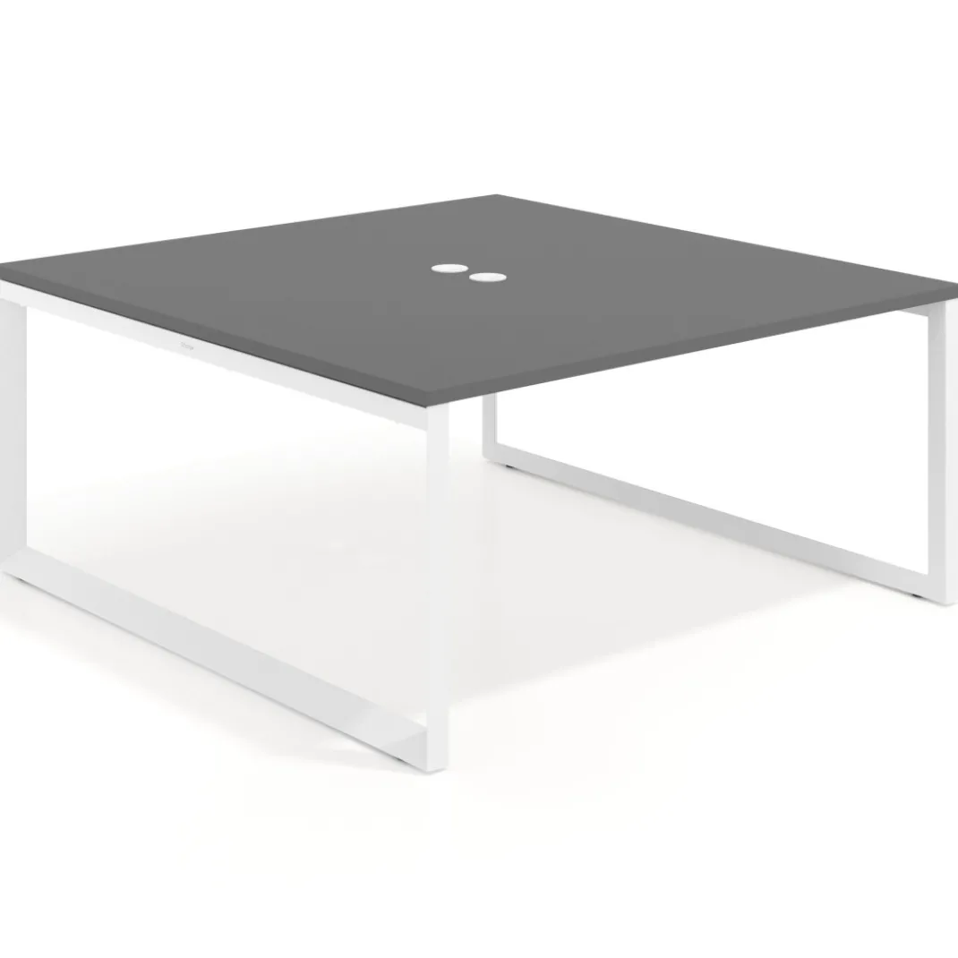 Mesa de juntas rectangular fondo 166 cm, estructura blanca
