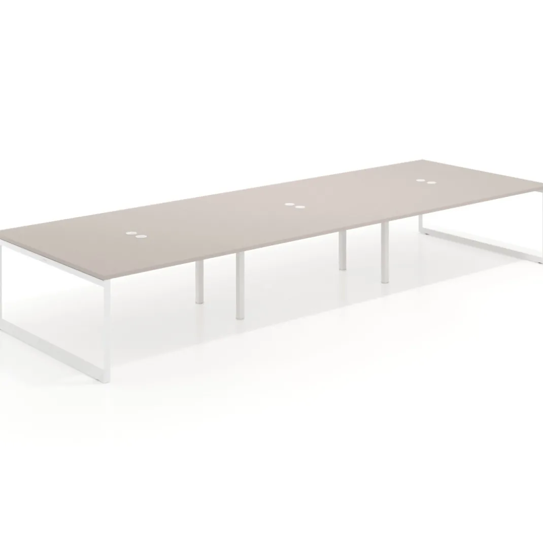 Mesa de juntas rectangular triple fondo 166 cm, estructura blanca