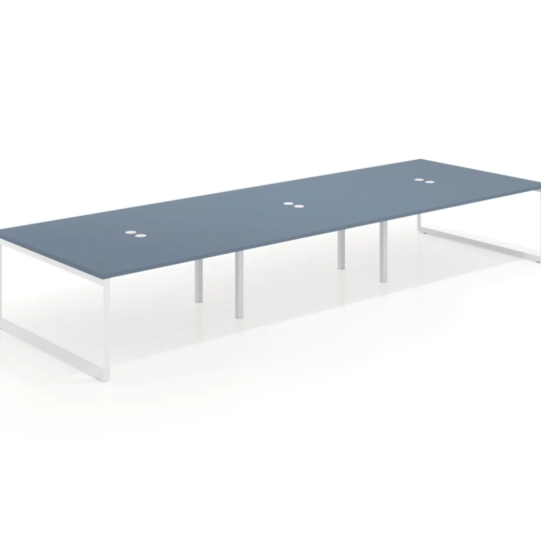 Mesa de juntas rectangular triple fondo 166 cm, estructura blanca