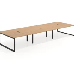Mesa de juntas rectangular triple fondo 166 cm, estructura negra